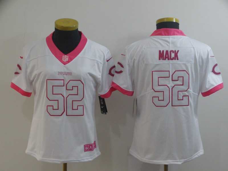 Women Nike Bears 52 Khalil Mack White Pink Rush Limited Jersey,We sell and wholesale Women Nike Bears 52 Khalil Mack White Pink Rush Limited Jersey on line form chian!